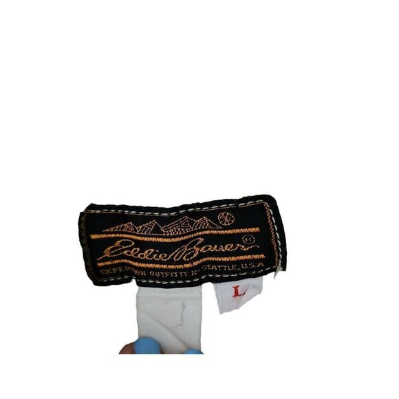 Vintage 80s Eddie Bauer Button Up Shacket Shirt Kids Size L Beige - Picture 5 of 5